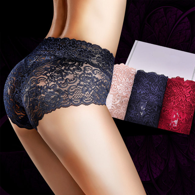 Medium-high waist plus size lace underwear