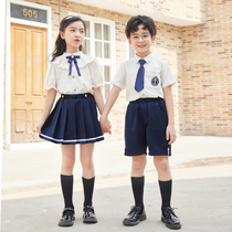 Kindergarten Garden uniforms Summer school uniforms Children performance uniforms Inlenfeng Wind graduation photos Shirts White Elementary School Students Class Clothing