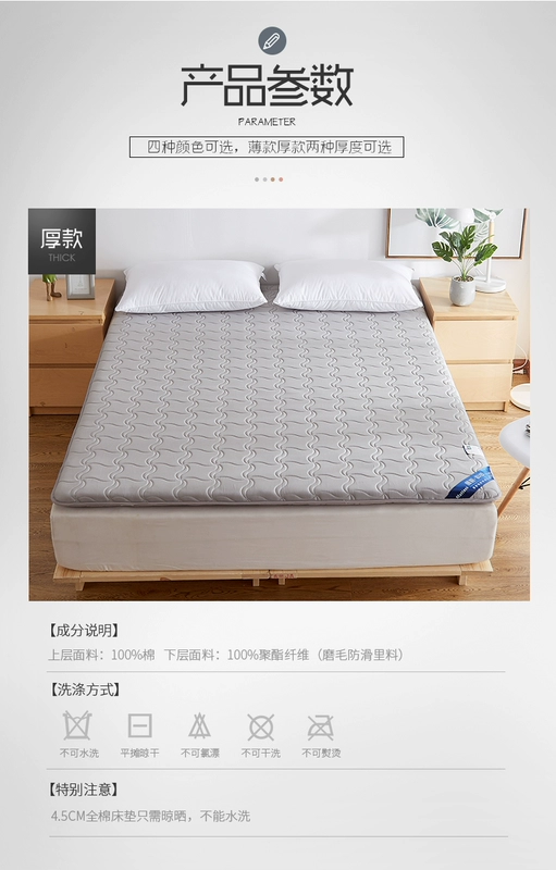 Beiji Rồng chống mite giường nệm bông nệm nệm 2m 1.8m 1,5m miếng nệm đôi là pad chống trượt - Nệm đệm điện sưởi ấm