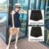 Áo tắm nữ bảo thủ Xiêm đen mới in gió nữ sinh gợi cảm tắm nước nóng mùa xuân phù hợp với nữ giảm béo bụng - Bộ đồ bơi One Piece