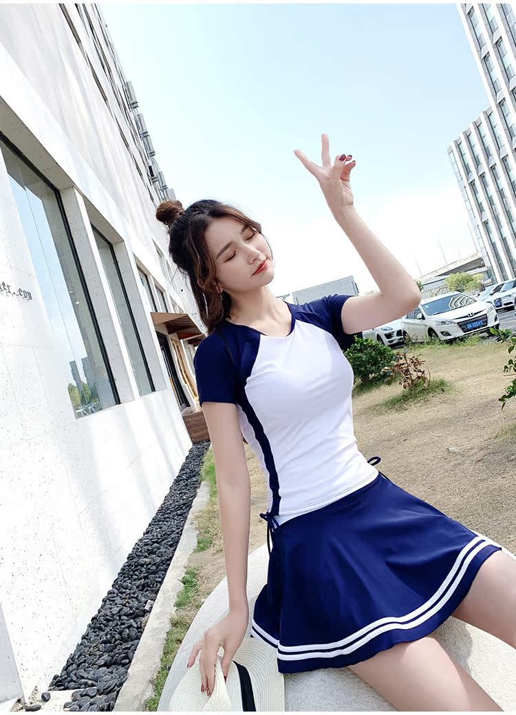 Áo tắm nữ dễ thương Nhật Bản 2019 mới xuân nóng bảo thủ sinh viên nhỏ tươi Hàn Quốc áo tắm nhỏ ngực nhỏ - Bộ đồ bơi hai mảnh bikini 2 mảnh màu đỏ