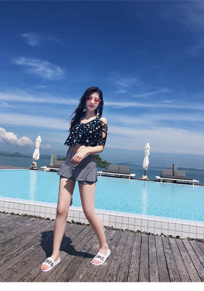 Áo tắm nữ 2018 thời trang mới gợi cảm che bụng thon gọn tập hợp size lớn mập mạp tụ tập bơi suối nước nóng bảo thủ - Bộ đồ bơi hai mảnh đồ bơi 2 mảnh bé gái