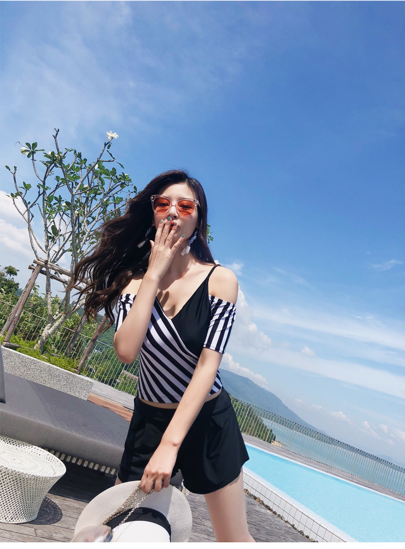 Áo tắm nữ chia đôi bảo thủ hai mảnh kích thước lớn chất béo mm bảo thủ che bụng thon gọn gợi cảm nóng bỏng che chở mẹ bơi - Bộ đồ bơi hai mảnh bikini 2 mảnh