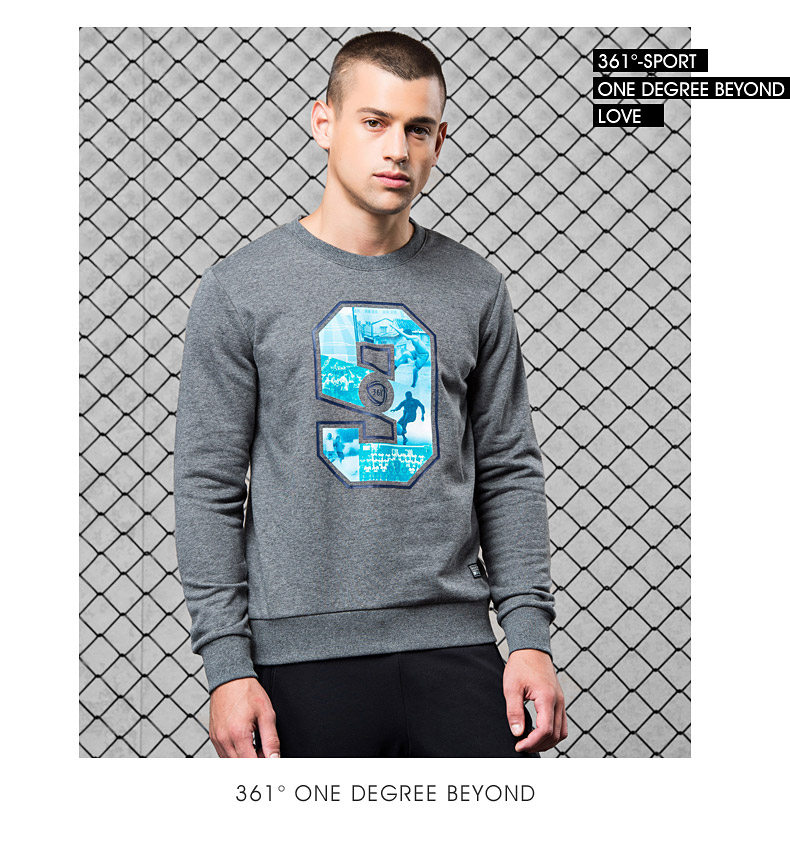 361 độ nam thể thao nam sinh viên vòng cổ mỏng t- shirt dài tay áo cao cổ áo len mùa thu thường áo thun hoodie dây kéo