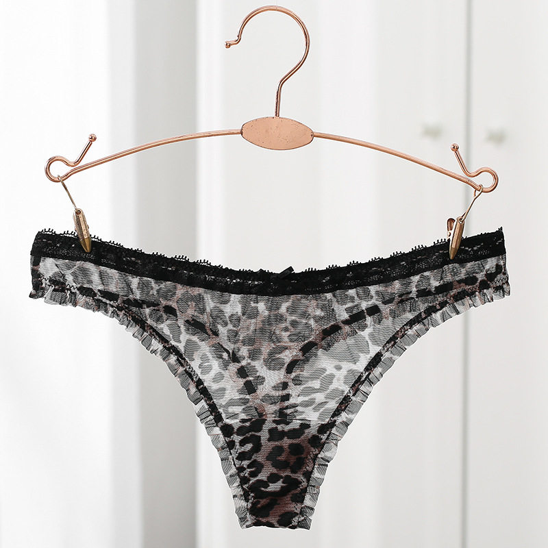 Women's panties women's sexy mesh temptation sexy thong women's full transparent BAO WEN large size T pants pure cotton crotch