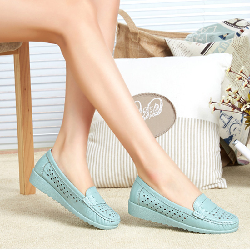 奥康 2020夏季新款 一脚套 小坡跟镂空款 女式休闲鞋 双重优惠折后￥99包邮 2款多色可选