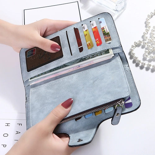 Длинный вместительный и большой бумажник, матовая универсальная сумка, кошелек, в корейском стиле