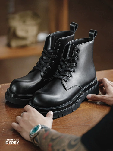 Обувь на платформе, туфли для пальцев на ноге для кожаной обуви, высокие рабочие короткие сапоги