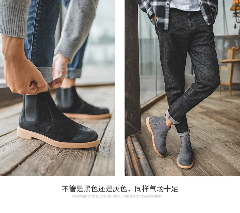 MRA Chelsea ủng nam mùa đông Martin ủng nam ủng cộng với nhung Anh gió cao để giúp giày tuyết trong đôi bốt ngắn
