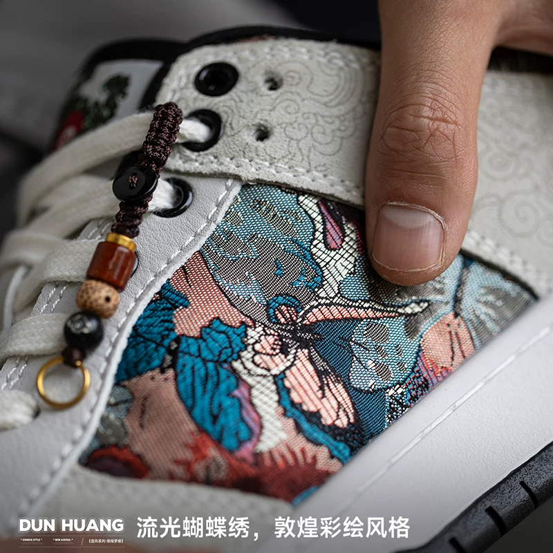 Мужские кроссовки MRA Dunhuang Mengdie Guofeng, новые обувь 2026 с толстой подошвой, спортивная повседневная обувь, вышивка, модные кроссовки