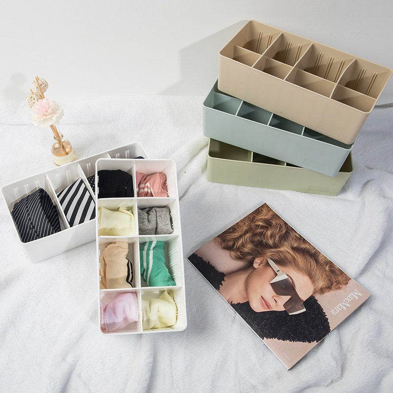 Youzhiju plastic storage box Partition desktop underwear socks storage finishing box Drawer classification Underwear storage box