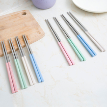 Uzhiju stainless steel chopsticks 304 household non-slip heat insulation Korean students travel chopsticks Japanese portable tableware