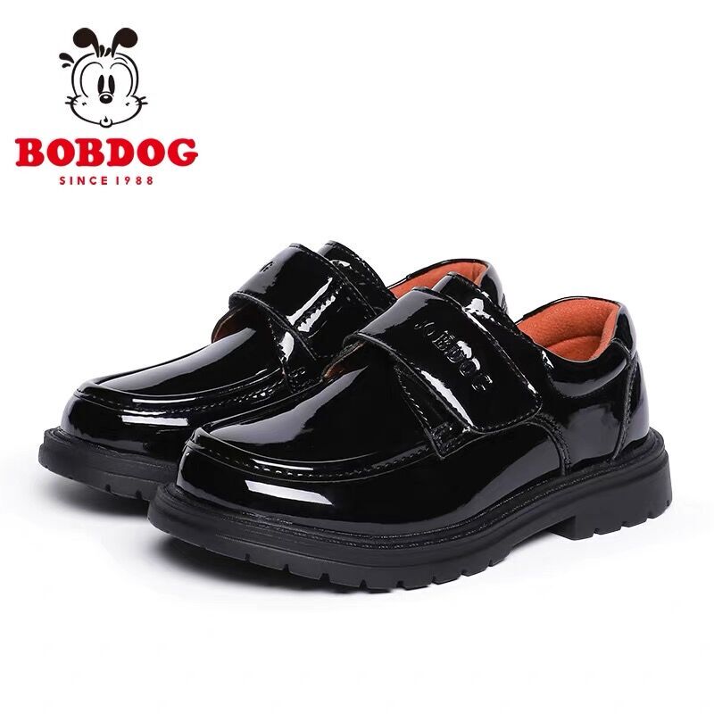 Children's Shoes, Boys' Leather Shoes, Black Soft Shiny Leather, New Style Student Performance Shoes, Single Shoes, Soft Sole, Children's Campus Boys' Shoes
