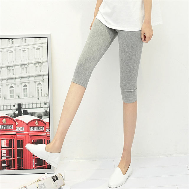 Summer Modal leggings ສໍາລັບແມ່ຍິງ, ກາງເກງ 79 ຈຸດ, ແອວຂະຫນາດໃຫຍ່ slimming pure cotton fat mm pants 5-points for outerwear