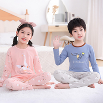 Childrens underwear set thin pajamas boys and girls spring and autumn boys and girls warm Lycra cotton autumn trousers