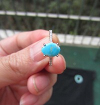 (Carefree Fairy) ultra-beautiful green pine stone ring 925 pure silver with no old bag retreat