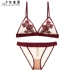 Girl Beauty House No Steel Ring Ultra-Bra Bra Set Sexy Thêu Quần lót trong suốt Quần lót Bra Bra - Bộ đồ lót