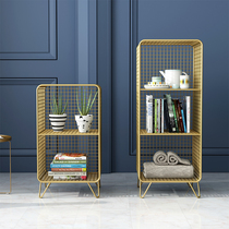 Nordic wrought iron shelf living room bedroom floor shelf creative corner bookshelf decoration storage Golden bedside frame