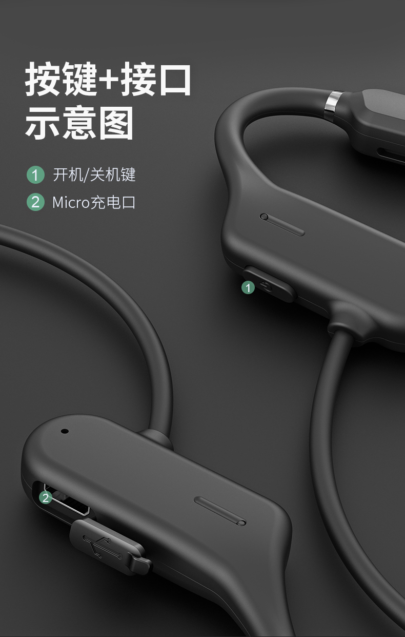 古尚古 钛合金记忆骨架 骨传导蓝牙耳机 蓝牙5.0连接 图14