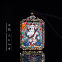 Tibet thangka pure mineral pigment hand-painted portable boutique thangka box pendant