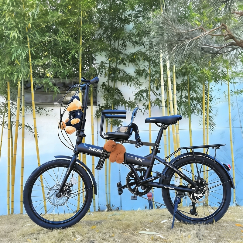 Angel Family Bicycle 20inch Speed Folding High-End Three-Person Bicycle Mother-Child Bicycle for Adults Men and Women