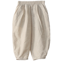 Cicada Childrens Clothing New Summer Clothes Literary Girls Loose Bloomers Childrens Cotton and Linen Three-quarter Pants Casual 51021