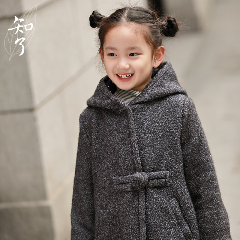Knowledge of the children's clothing spring and autumn girls Mao, and the coat retro children's large market buckle snowflakes K4578