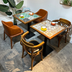 Industrial Style Retro Cafe Solid Wood Table and Chair Set Hot Pot Restaurant Fusion Cuisine Western Restaurant Bar Dessert Shop Table