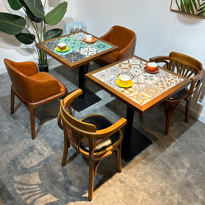 Industrial Style Retro Cafe Solid Wood Table and Chair Set Hot Pot Restaurant Fusion Cuisine Western Restaurant Bar Dessert Shop Table Industrial Style Retro Cafe Solid Wood Table and Chair Set Hot Pot Restaurant Fusion Cuisine Western Restaurant Bar Dessert Shop Table
