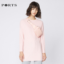 PORTS Ppose womens dress spring round collar pure colour sleeve hair-knitted sweatshirt SA9K412JKW002