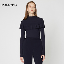 PORTS WOMENs SPRING Turtleneck Ruffle Pullover Sweater LA9K454GZE005