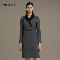 PORTS Po womens temperament Plaid slim waist long sleeve dress ALN9D045JCF030