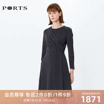 PORTS Womens Striped Asymmetrical Draped Decorative dress LA9N026GFB009