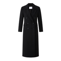 PORTS Womens Wear 2024 Early Autumn New Low-key Simple Black Wool Smart Style Double-breasted Windbreaker