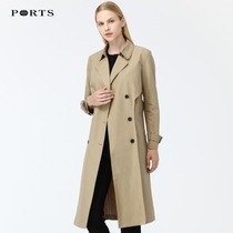 PORTS Po-tie spring womens classic cotton lace-up long windbreaker ALA9T007DWC025