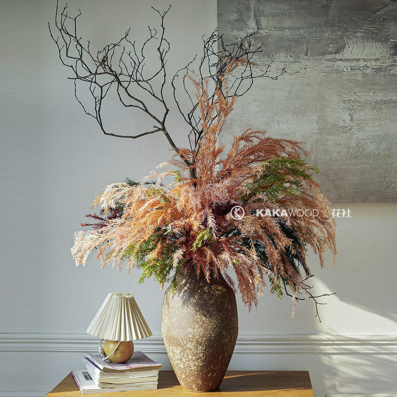 Everlasting Colorful Thousand-Layer Gold Azalea Branch Set for Restaurant and Living Room Interior Soft Decoration, Dried Flower Arrangement, Wabi-Sabi Style Everlasting Colorful Thousand-Layer Gold Azalea Branch Set for Restaurant and Living Room Interior Soft Decoration, Dried Flower Arrangement, Wabi-Sabi Style