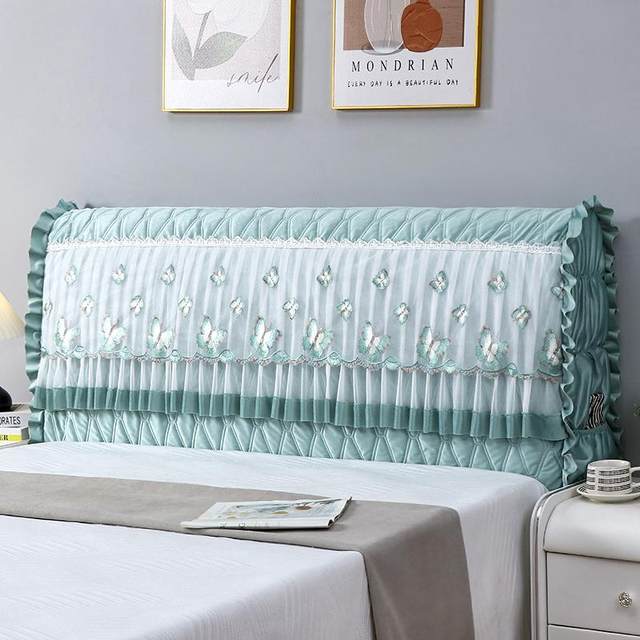 New Princess Bedside Cover Full-cover Backrest Integrated Dust Cover High-end Lace Cover Fabric Bedside Cover