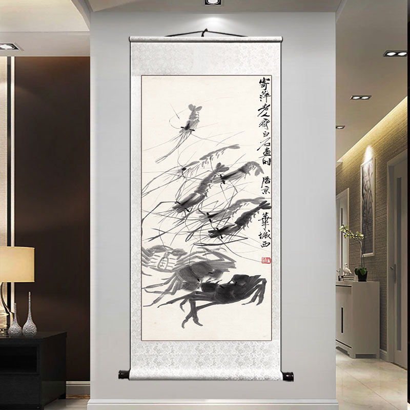 齐白石 群虾图 中国画 掛け軸 水墨画 和室 玄関 茶室 壁掛け 美術品 齐白石 群虾图 中国画 掛け軸 水墨画 和室 玄関 茶室 壁掛け 美術品