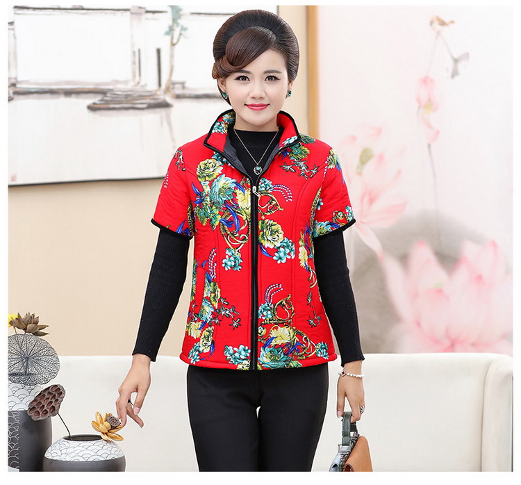 Người phụ nữ trung niên và người già mới dày áo vest mùa thu và mùa đông thời trang tuổi trung niên u50