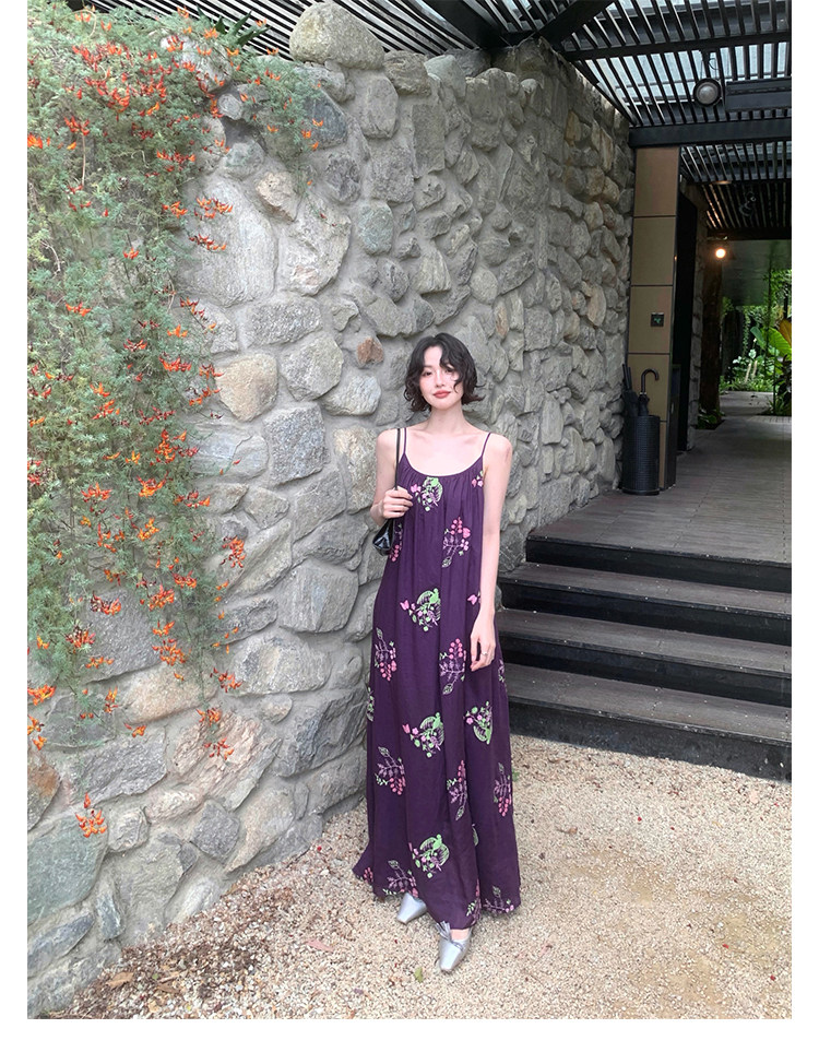 KELIFAN Floral Bird Embroidered Relaxed Cami Dress