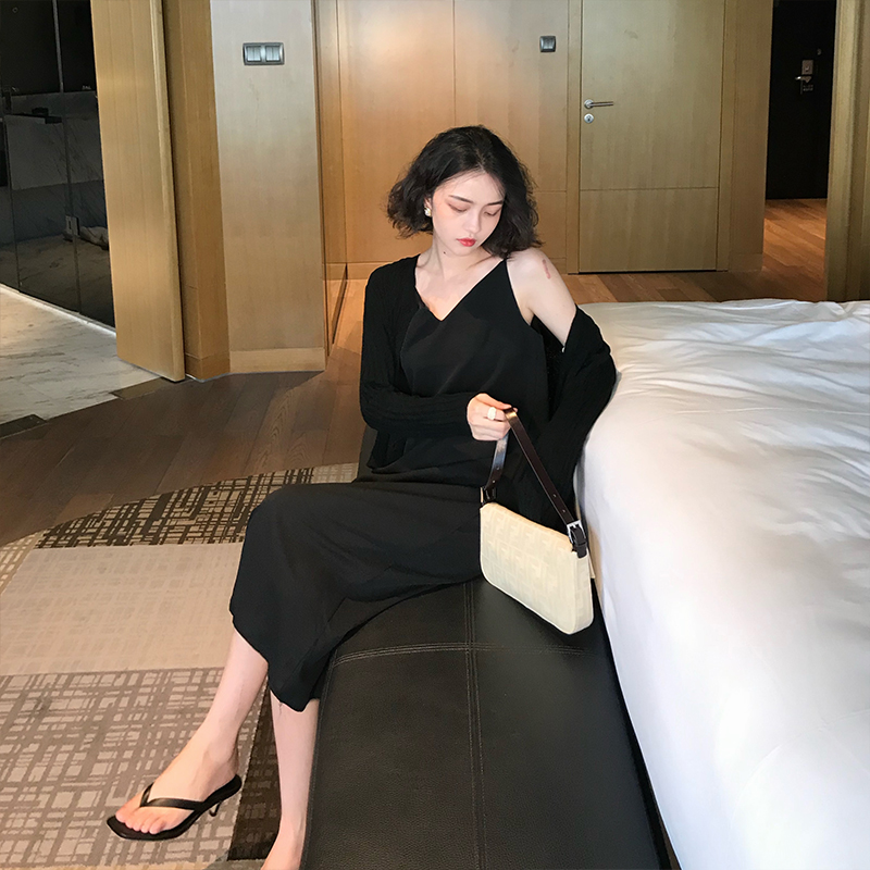 Jiuwu French retro knitted cardigan spring and autumn new pit strip all-match basic V-neck outerwear jacket long-sleeved