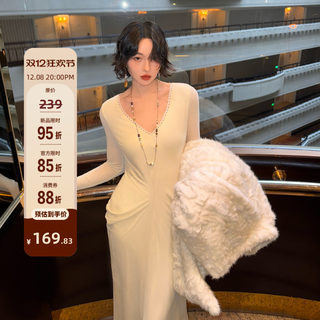 Homemade elegant retro waist pleated dress