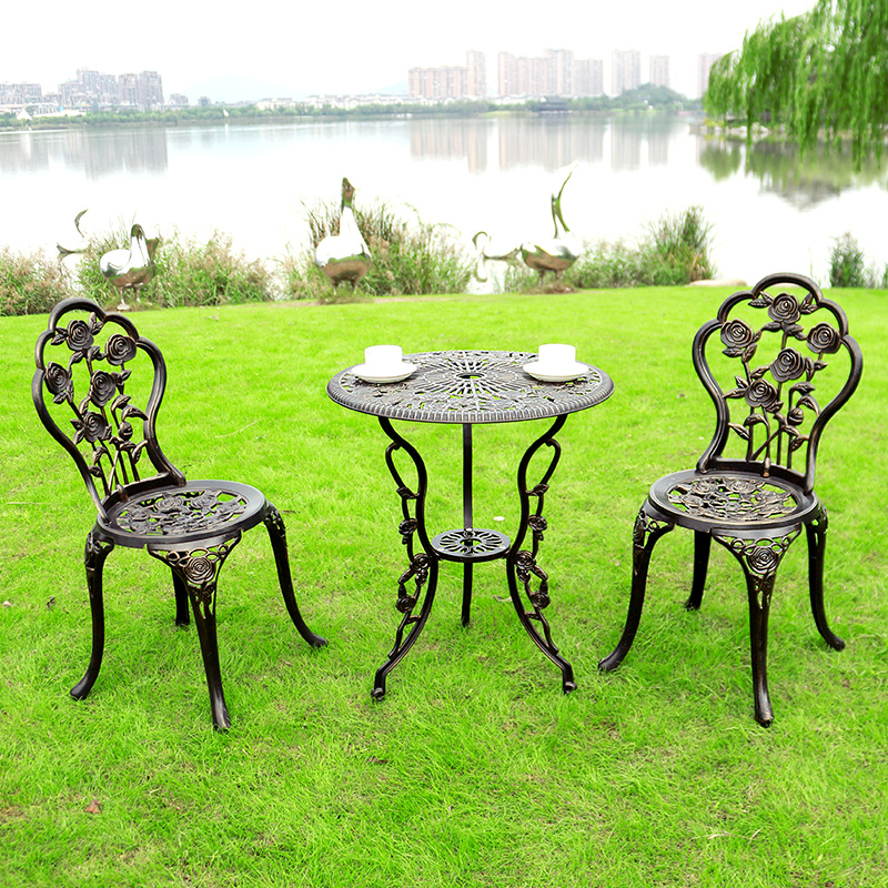 European style outdoor furniture garden balcony table and chair three or five pieces outdoor courtyard simple casual cast aluminum tea combination