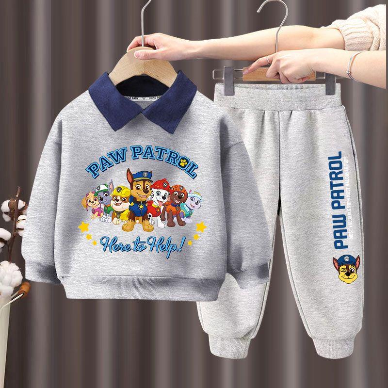 Boys' Paw Patrol Lapel Sweatshirt Set 2025 New Children's Casual Cartoon Stylish Polo Top Two-Piece Set Boys' Paw Patrol Lapel Sweatshirt Set 2025 New Children's Casual Cartoon Stylish Polo Top Two-Piece Set