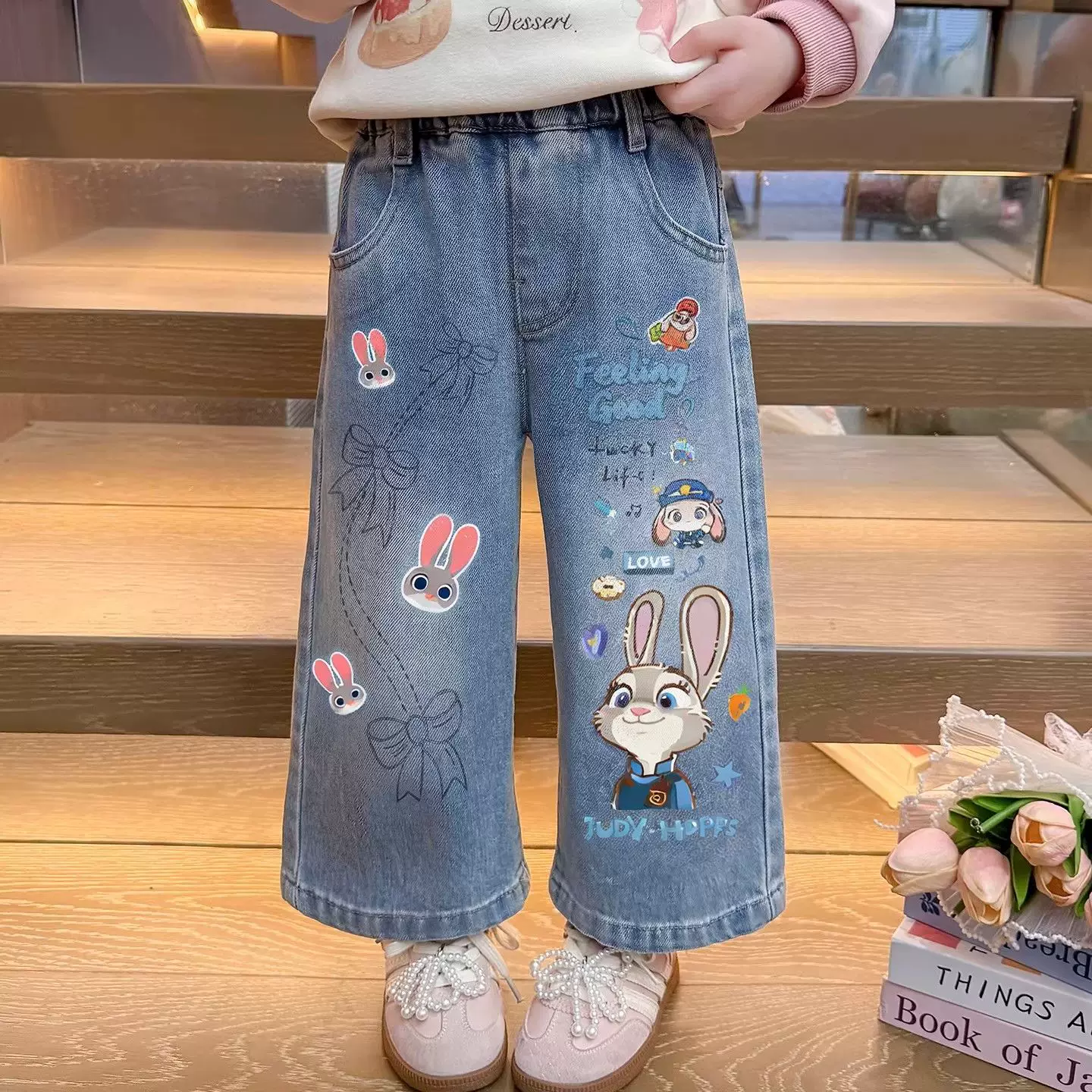 Autumn jeans, trousers, for teenagers, loose straight fit