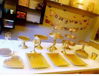 Golden dessert table display rack cake rack dried fruit plate tea snack tray dessert table birthday party