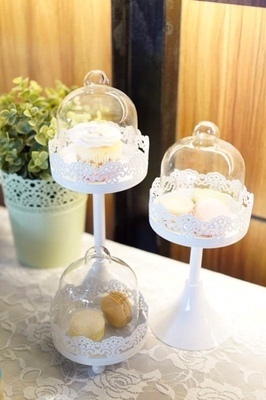 Lace dessert stand wrought iron cupcake special cake pan with glass cover (three optional)