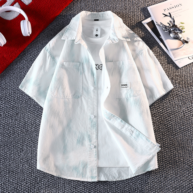 Cool 100% Cotton Tie-Dye Short-Sleeve Shirt for Men, New Summer Style, Loose Button-Up Full-Print Shirt Jacket, Trendy and Handsome Style Cool 100% Cotton Tie-Dye Short-Sleeve Shirt for Men, New Summer Style, Loose Button-Up Full-Print Shirt Jacket, Trendy and Handsome Style