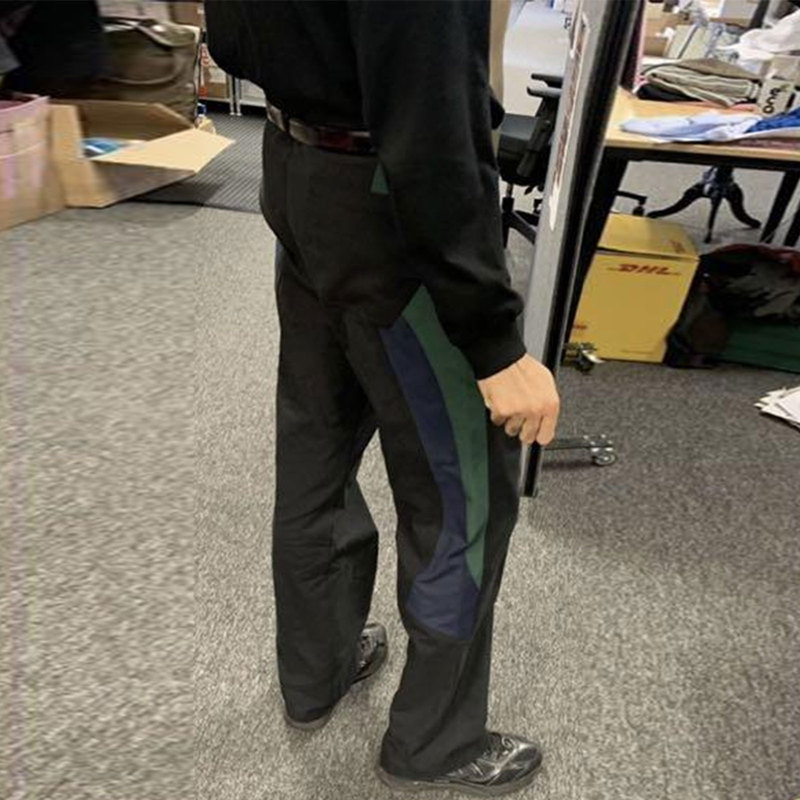 Correct Version of the Self-Designed Kikokostadinov Style Green, Blue, and Black Patchwork Embroidered Otto958 Casual Pants