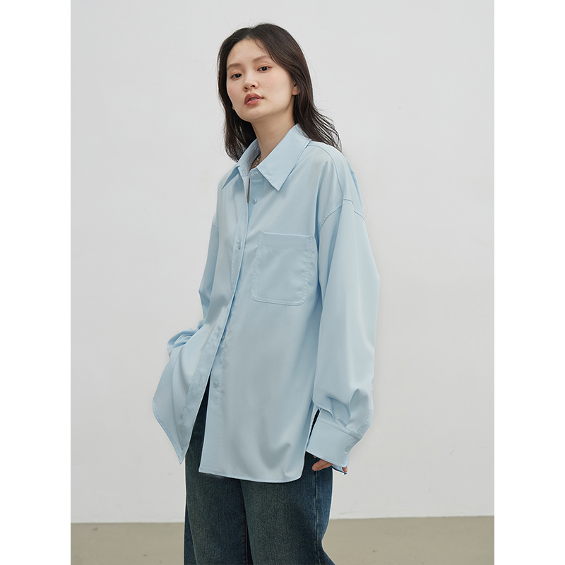 New 2025 No-Iron Series White Peach Shirt 2.0 Drapey Blue Shirt Top Casual Jacket for Women New 2025 No-Iron Series White Peach Shirt 2.0 Drapey Blue Shirt Top Casual Jacket for Women